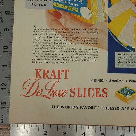 Kraft Cheese DeLuxe Slices - Sliced Cheese - 1950 Original Retro Vtg PRINT AD - Picture 7 of 10